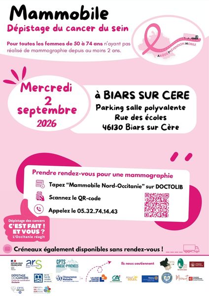 La Mammobile revient sur le territoire les 2 et 3 septembre : profitez-en pour prendre soin de votre santé ! (dépistage cancer du sein et cancer du col de l'utérus)