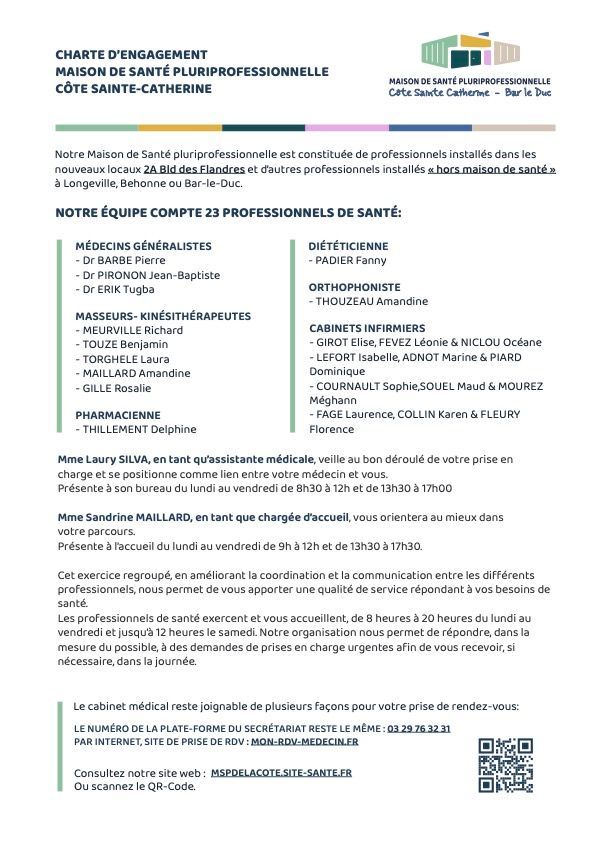 La Charte d'engagement de notre MSP