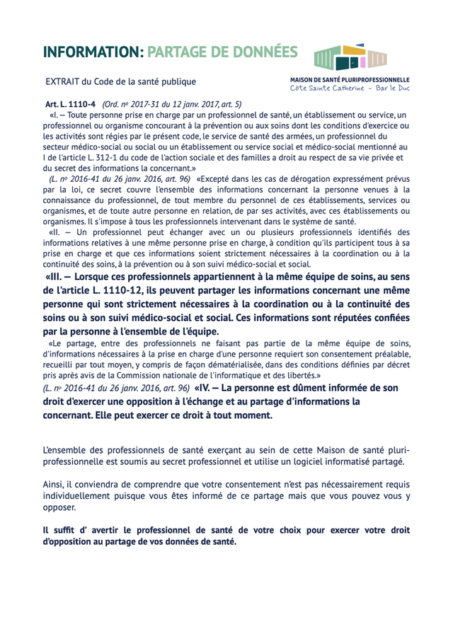 PARTAGE DES DONNÉES