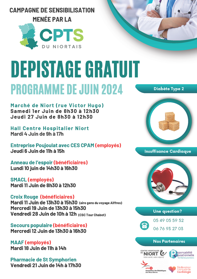 DEPISTAGE Diabète type 2 et Insuffisance cardiaque - Juin 2024