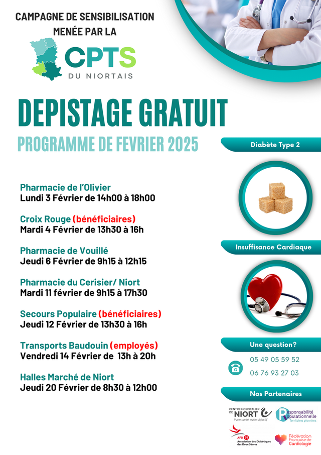 DEPISTAGE Diabète type 2 et Insuffisance cardiaque - Février 2025