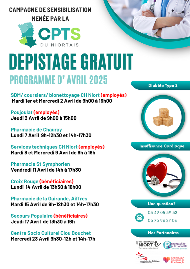 DEPISTAGE Diabète type 2 et Insuffisance cardiaque - Avril 2025