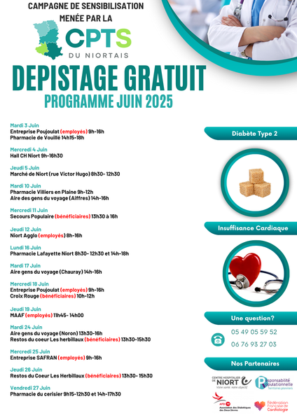 DEPISTAGE Diabète type 2 et Insuffisance cardiaque - Juin 2025