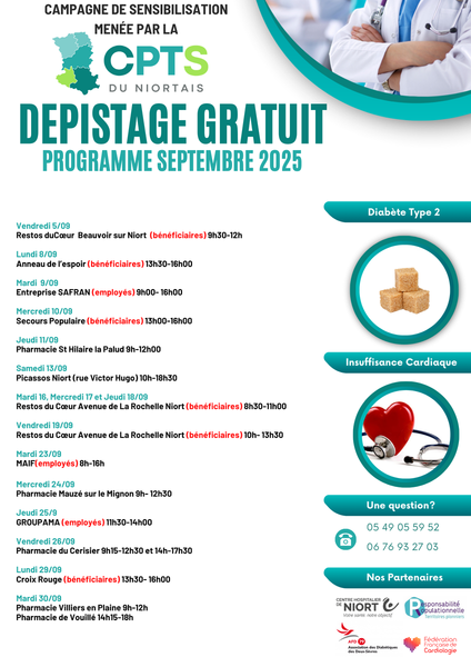 DEPISTAGE Diabète type 2 et Insuffisance cardiaque - Septembre 2025