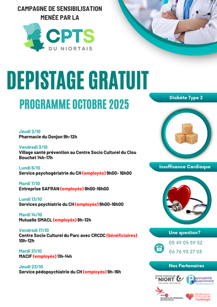 DEPISTAGE Diabète type 2 et Insuffisance cardiaque - Octobre 2025