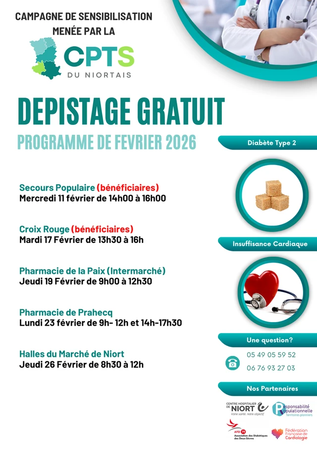 DEPISTAGE Diabète type 2 et Insuffisance cardiaque – Février 2026