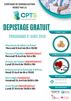 DEPISTAGE Diabète type 2 et Insuffisance cardiaque – Avril 2026