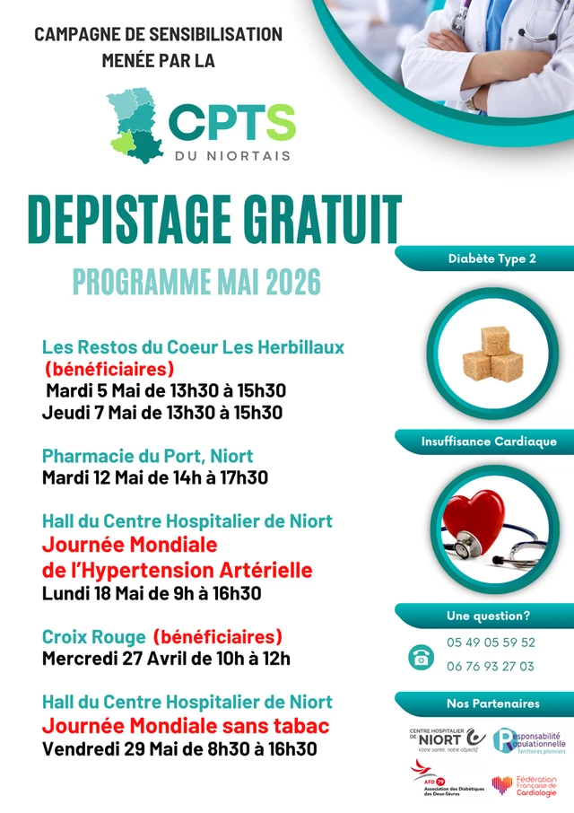 DEPISTAGE Diabète type 2 et Insuffisance cardiaque – Mai 2026.